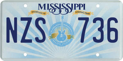 MS license plate NZS736