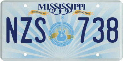 MS license plate NZS738