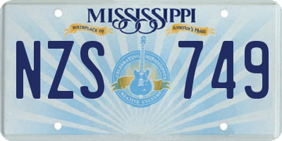 MS license plate NZS749