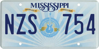 MS license plate NZS754