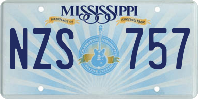 MS license plate NZS757