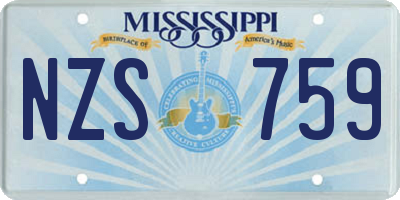 MS license plate NZS759