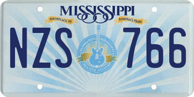 MS license plate NZS766