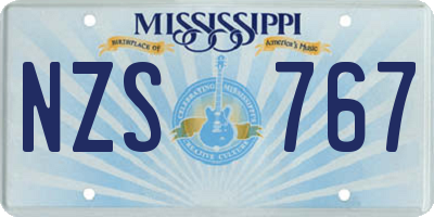 MS license plate NZS767