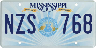 MS license plate NZS768