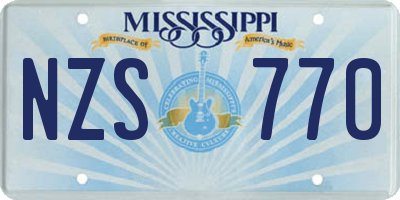 MS license plate NZS770