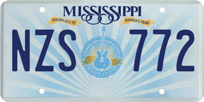 MS license plate NZS772