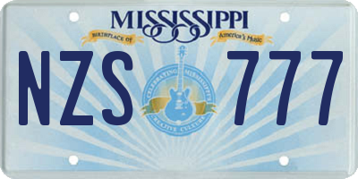 MS license plate NZS777