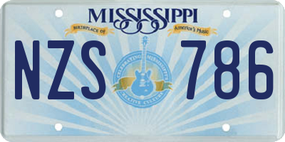 MS license plate NZS786