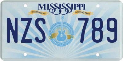 MS license plate NZS789
