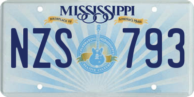 MS license plate NZS793