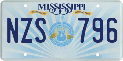 MS license plate NZS796