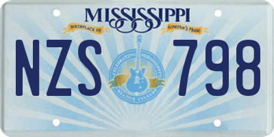 MS license plate NZS798