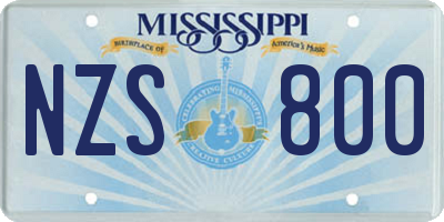 MS license plate NZS800