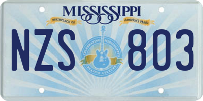 MS license plate NZS803