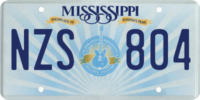 MS license plate NZS804