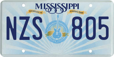 MS license plate NZS805