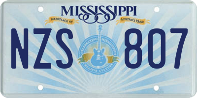 MS license plate NZS807