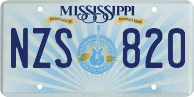 MS license plate NZS820