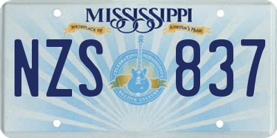 MS license plate NZS837