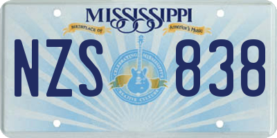 MS license plate NZS838