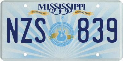 MS license plate NZS839