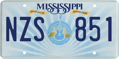 MS license plate NZS851