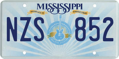 MS license plate NZS852