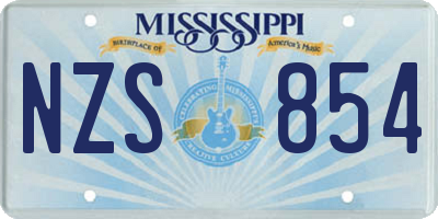 MS license plate NZS854