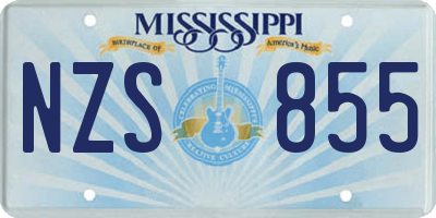 MS license plate NZS855