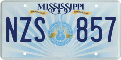 MS license plate NZS857