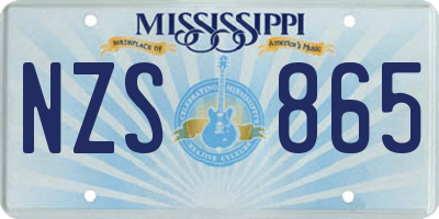 MS license plate NZS865