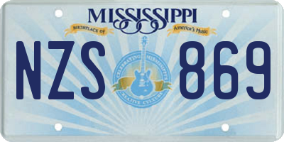 MS license plate NZS869