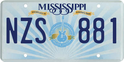 MS license plate NZS881