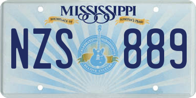 MS license plate NZS889