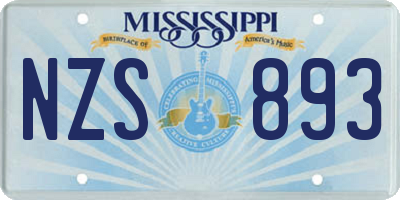 MS license plate NZS893