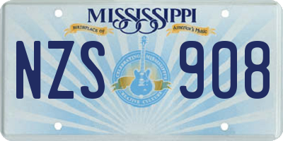 MS license plate NZS908