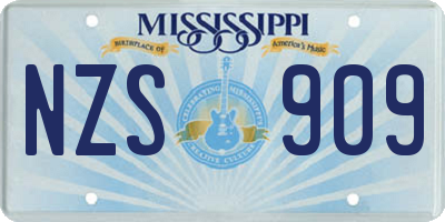 MS license plate NZS909