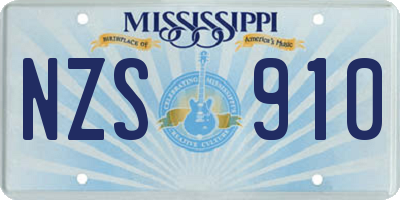 MS license plate NZS910