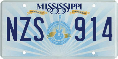 MS license plate NZS914