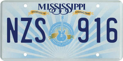 MS license plate NZS916