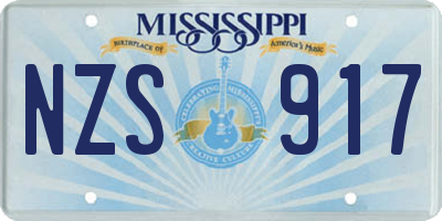 MS license plate NZS917