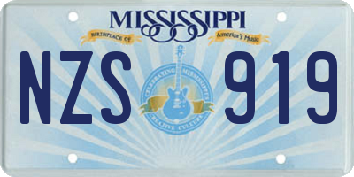 MS license plate NZS919