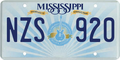 MS license plate NZS920