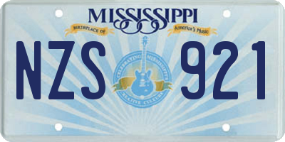 MS license plate NZS921