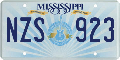 MS license plate NZS923