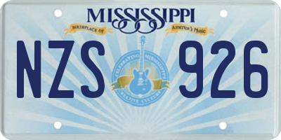 MS license plate NZS926