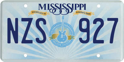 MS license plate NZS927