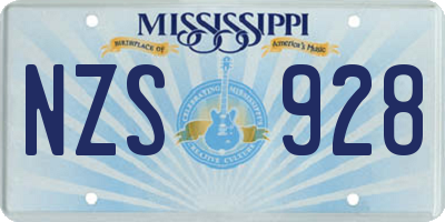 MS license plate NZS928