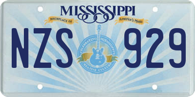 MS license plate NZS929
